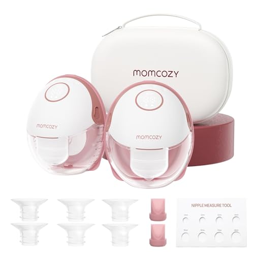 Momcozy Sacaleches Electricos Mano Libres Portátil con 3 Modos y 9 Niveles, Brida DoubleFit Más Ajustado & Discreto, Más Leche y Ajuste Cómodo, 24mm – Rojo