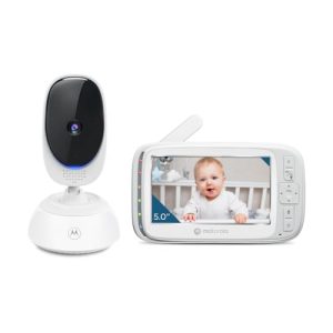 Motorola Nursery VM75 Camara Vigilancia Bebe – Vigilabebes con Unidad de Padres de 5 Pulgadas – Cámara de Bebé con Visión Nocturna, Zoom Digital, Comunicación Bidireccional y Canciones de Cuna