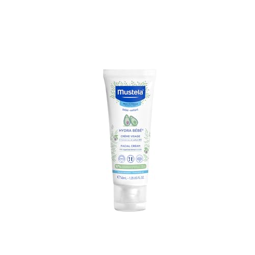 Mustela Hydra Crema Facial Bebé con Perseosa BIO de Aguacate y Vitamina E, Cara Bebé, Niños, Toda la Familia – Hidrata y Mantiene la Piel Suave, 97% Ingredientes de Origen Natural (40ml)