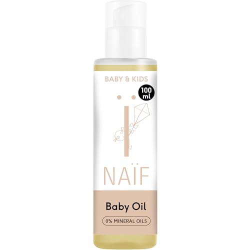 Naïf Aceite para Bebés y Niños – Con ingredientes naturales, vegano, para masaje y cuidado diario de la piel del bebé – Sin microplásticos ni aceites minerales – 100ml