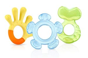 Nuby – Anillos de dentición de 3 etapas – 3 anillos de dentición para estimular las encías y aliviar el dolor de la dentición – Juguetes mordedores para bebés – Libre de BPA – 3+ meses.