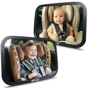 Onco Espejo Coche Bebé Asiento Trasero – Irrompible 360° [Pack de 2]