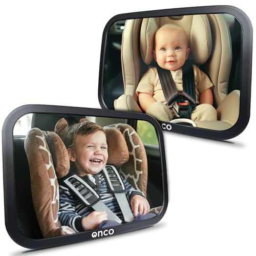Onco Espejo Coche Bebé Asiento Trasero – Irrompible 360° [Pack de 2]