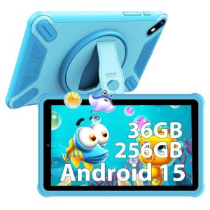 PIXGOOD 7″ Tableta para niños, 36GB RAM 256GB ROM (SD Expandible), Android Kids Tablet, Control Parental, Pantalla FHD, 6580mAh, 5MP+2MP, WiFi, Bluetooth, Tableta Educativa(Azul)