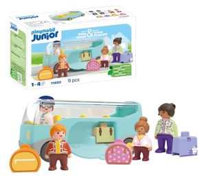PLAYMOBIL Junior 71682 Autobús, Incluye Piezas de Equipaje y Cuatro Figuras, Juguete sostenible Hecho de plásticos a Base de Plantas, Juguetes para niños a Partir de 1 año