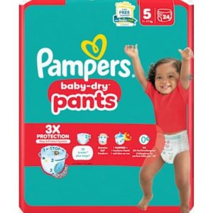 Pampers Baby-Dry Pants Talla 5, paquete único, 11-17 kg (24 unidades)