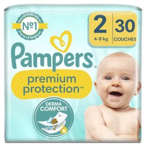 Pampers Premium Protection Talla 2, 30 pañales, 4 kg – 8 kg, comodidad y protección de Pampers para pieles sensibles