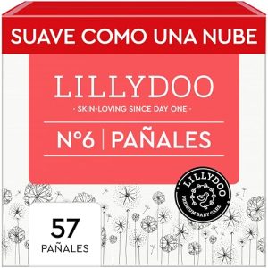 Pañales LILLYDOO delicados con la piel – talla 6 (13+ kg), caja de medio mes (57 unidades), protección contra fugas, suaves, sin perfumes ni lociones y dermatológicamente probados