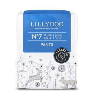 Pañales-braguita LILLYDOO – talla 7 (15+ kg), 17 unidades, protección contra fugas, delicados con la piel, suaves, sin perfumes ni lociones, dermatológicamente testados