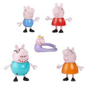 Peppa Pig Hasbro, Peppa y su Familia de Cinco, Muñecos para Niñas y Niños Pequeños, 5 Figuras de Personajes de la Serie, Accesorios para Casa de Muñecas, Color Rosa, Regalo de Juegos