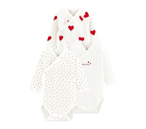 Petit Bateau A00AZ, Body de Manga Larga para Recién Nacido Bebé-Niñas (Pack de 3), Variante 1, 3 meses