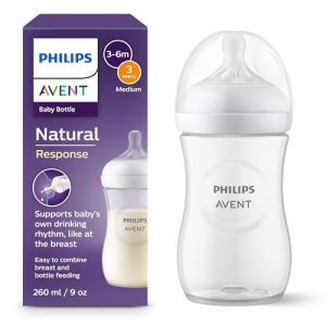 Philips Avent Biberón Natural Response: biberón para bebés recién nacidos de 260 ml, sin BPA, a partir de 3 a 6 meses modelo SCY903/01)