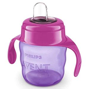 Philips Avent SCF551/03 – Vaso con boquilla de silicona para niña, válvula antigoteo, sin BPA, para bebe de 6 meses, 200 ml, color rosa