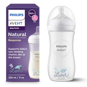 Philips Avent, biberón Natural Response de 330 ml con Flow 4 (tetina para bebés de 3 meses o más), SCY906/11