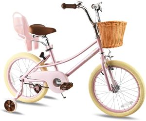 RULLY – Bicicleta infantil 20″ Donna para niñas 7-13 años – con pata y cesta – Estilo retro rosa