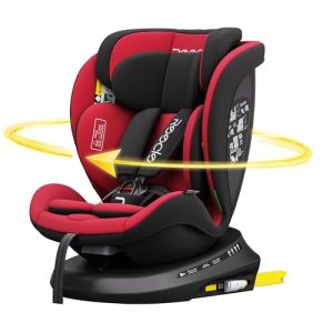 Reecle I-Size Silla de Coche Giratoria 360 con ISOFIX, 40-150cm (0~36kg), Aprox. 0-12 años (Rojo)