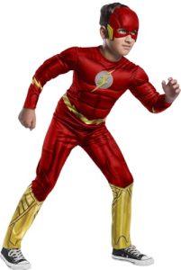 Rubies Disfraz Flash Black Line para niños, Jumpsuit con pecho musculoso y máscara, Oficial DC Comics, Warner Bros, para Halloween, Carnaval, Navidad y cumpleaños, 702262-M