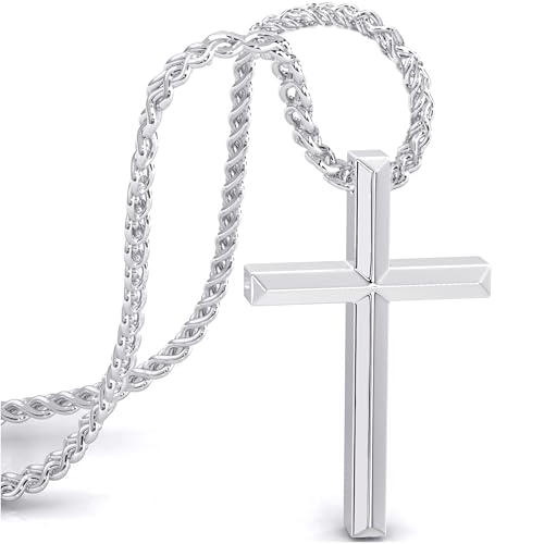 SERASAR Collar Cruz Hombres Cadena Colgante 50cm Plata Joyería Idea De Regalo Jesús Cruces