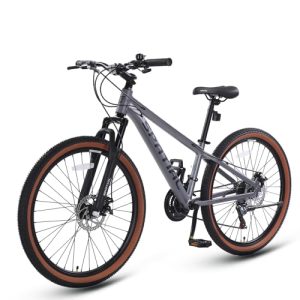 SPATIAL MTB Bicicleta de Montaña para Adultos y Jóvenes – 29/27,5/26/24 Pulgadas, 8/21 Velocidades, Frenos de Disco Mecánicos Dobles, Cuadro de Aluminio, Suspensión Delantera (Gris, 26 Pulgada)