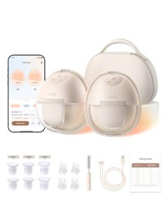 Sacaleches calefactable eufy S1 Pro, sacaleches con tecnología HeatFlow™, estuche de carga inalámbrica, OptiRhythm™ controlado por app, succión de grado hospitalario, uso dentro del sujetador.