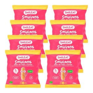 Smileat – Pack de 8 Smilitos Snack – Sabor a Fresa y Plátano – Merienda divertida para peques desde 8 Meses – 25g