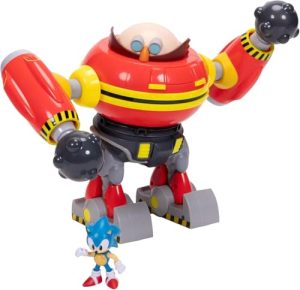 Sonic The Hedgehog Set de Batalla con Robot Martillo de 23 cm y Figura Sonic 6 cm de Jakks Pacific – Incluye Función de Giro 360°, Partes Desmontables y Cañones Lanzaproyectiles, Action Figure Playset