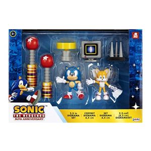 Sonic The Hedgehog – Diorama 30º Aniversario Sonic 2 Figuras de 6 cm y 5 Accesorios – Para los mas Fans de estos Clásicos Videojuegos – Sugerido para Mayores de 3 Años