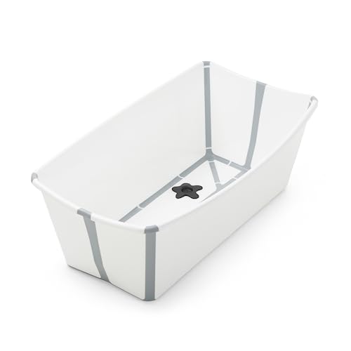 Stokke Flexi Bath, Blanca – 64 x 24 x 34 cm – Bañera plegable para recién nacidos y bebés, liviana, resistente y fácil de guardar – Ideal para casa o viajes