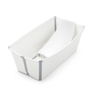 Stokke Flexi Bath (Blanca) con Soporte para recién nacido – Duradera y fácil de guardar – Práctica para usar en casa o de viaje – Para bebés 0 a 48 meses