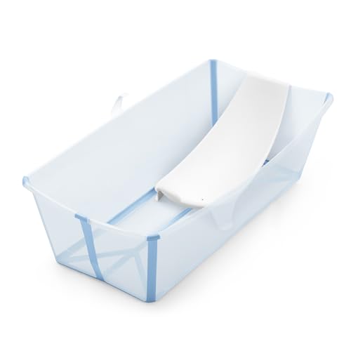 Stokke Flexi Bath XL (Ocean Blue) con Soporte para recién nacido – Ideal para edades 0-6 – Duradera y fácil de guardar