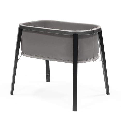 Stokke Minicuna Snoozi, Graphite Grey – Crece con los bebés Desde el Nacimiento hasta los 9 Meses – Diseño portátil y liviano – Incluye colchón Firme