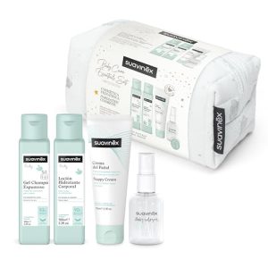 Suavinex, Neceser para Bebés de Tela, Set Regalo Bebé Recién Nacido con Cosmética: Gel Champú 100 ml + Loción Hidratante 100 ml + Crema Pañal 75 ml + Baby Cologne 50 ml. Formato Viaje. Azul Dreams