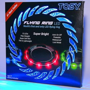 TOSY Flying Ring – 12 Monocolor Leds, superbrillante, Modo perdido, Encendido automático, Regalo de Pascua para niños, Seguro, Impermeable, Juguete para Piscina, Playa y Camping