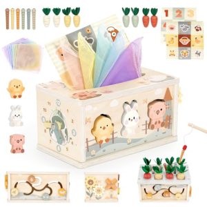 Vanplay Juguetes Niños 1 Año, Caja de Pañuelos Juguetes Bebes 12 18 Meses, Juguetes Montessori 1 Años, Regalo Bebe Juguetes Sensoriales Educativos 1 2 3 Años para Niños Niñas