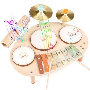 Vanplay Juguetes Niños 3 Años Tambor Infantil 9 IN 1 Juguetes de Madera Instrumentos Musicales Infantiles Regalo Niño 3 4 5 Años
