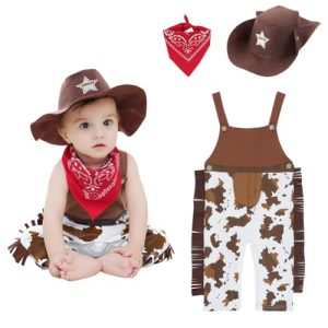 Vicloon Disfraz Ropa de Vaquero,Cowboy Vaquero Rodeo Kid Disfraz niño con Pañuelo Rojo y Sombrero,Disfraces Vaqueros del Oeste Accesorios para Niños para Halloween Navidad Fiesta Carnaval Cosplay