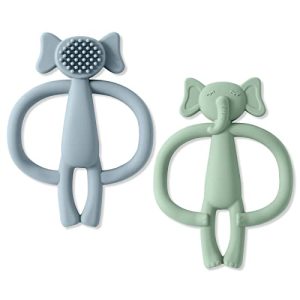 Vicloon Mordedor de Silicona,2pcs Mordedor de Mascar para Bebé de Elefante,sin BPA,Juguete para Masticar la Dentición para Bebés,Mordedor de Entrenamiento de Mordida