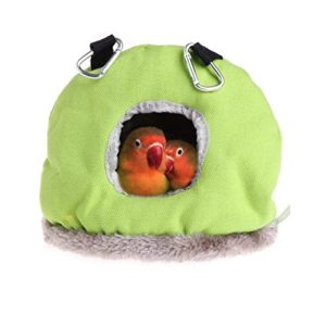 Voarge Nido Colgante para pájaros, Invierno cálido Nido de pájaro Jaula, Felpa de Invierno para Pájaros Casa de Peluche para Animales Pequeños, El tamaño del Color es Opcional (M, Gris Verde)