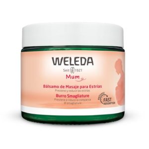 Weleda – Bálsamo de Masaje Antiestrías Embarazo, Hidratación y Elasticidad con Manteca de Karité y Jojoba, Absorción Rápida, Cuidado Corporal – 150 ml