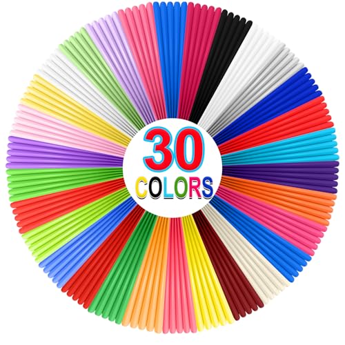 YhuiCxir 30 Colores Filamento para Lapiz 3D PLA 1,75mm Recambios para Bolígrafo 3D con 2 Tapas de Dedos Recargas Boli 3D Total 150 Metros Utilizado con MYNT3D y SCRIB3D Pluma de Impresión 3D