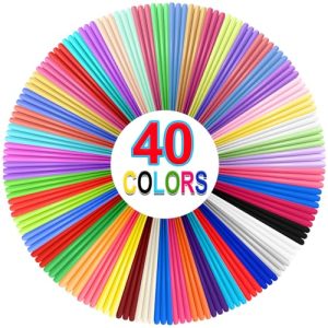 YhuiCxir 40 Colores Filamento para Lapiz 3D PLA 1,75mm Recambios para Bolígrafo 3D con 2 Tapas de Dedos Recargas Boli 3D Total 120 Metros Utilizado con MYNT3D y SCRIB3D Pluma de Impresión 3D