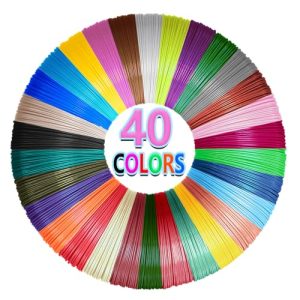 Yungden 40 Colores Filamento para Bolígrafo 3D 1,75mm PLA Lapiz 3D Cada Color 3 Metros Total 120 Metros Recargas Boli 3D Utilizado con MYNT3D SCRIB3D Saywe yummici Acdolf Pluma de Impresión 3D