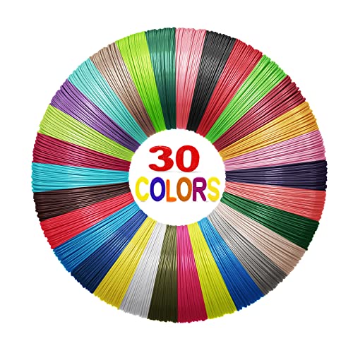 Yungden Filamento PLA para Bolígrafo 3D, 30 Colores Lapiz 3D 1,75mm Filamento, Recargas Boli 3D, Utilizado con MYNT3D, SCRIB3D, Saywe, yummici, Acdolf Pluma de Impresión 3D(Boli 3D no Incluido)