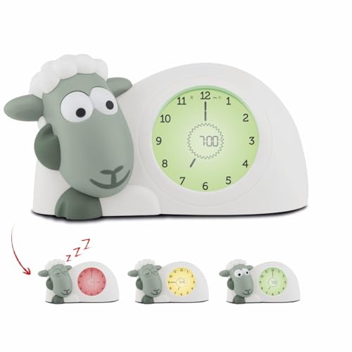 Zazu Reloj Sam The Lamb – Reloj de Entrenamiento de sueño y luz Nocturna para niños | Enseña a tu Hijo con Indicadores visuales cuándo despertarse | Brillo Ajustable | Apagado automático (Sage)