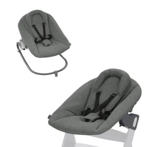 hauck Alpha Bouncer Premium Hamaca Bebé para trona Evolutiva Alpha & Beta desde el Nacimiento, Balancin Bebe con Arnés de 5 Puntos, Mecedora Bebe Reclinable – Gris