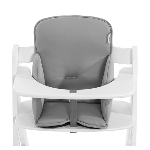 hauck Alpha Cosy, Gris – Reductor Acolchado para Tronas de Madera – Compatible con Alpha+, Beta+ y Arketa – Cojín con Respaldo Alto y Laterales Reforzados para Bebés de 6 a 36 Meses