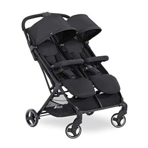 hauck Swift X Duo Carro Gemelar – Silla de Paseo 2 Niños Superligera – Cochecito para Hermanos – Plegado Compacto – Respaldos y Reposapiés Reclinables – hasta 30 kg – Negro